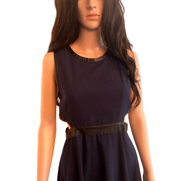 Twik Blue Sleeveless Fit and Flare Mini Dress with cutout details on sides - Picture 5 of 10
